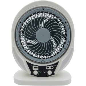 پنکه شارژی چندکاره رومیزی با چراغ LED و خروجی USB - سفید / بزرگ